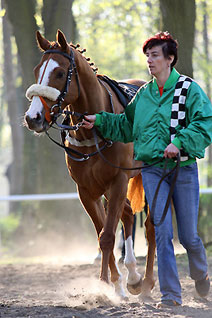 Skin Man auf dem Weg zum F&uuml;hrring in Hoppegarten  - Foto: Sandra Scherning